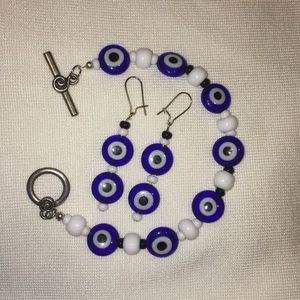 Evil Eye Bracelet with matching earrings